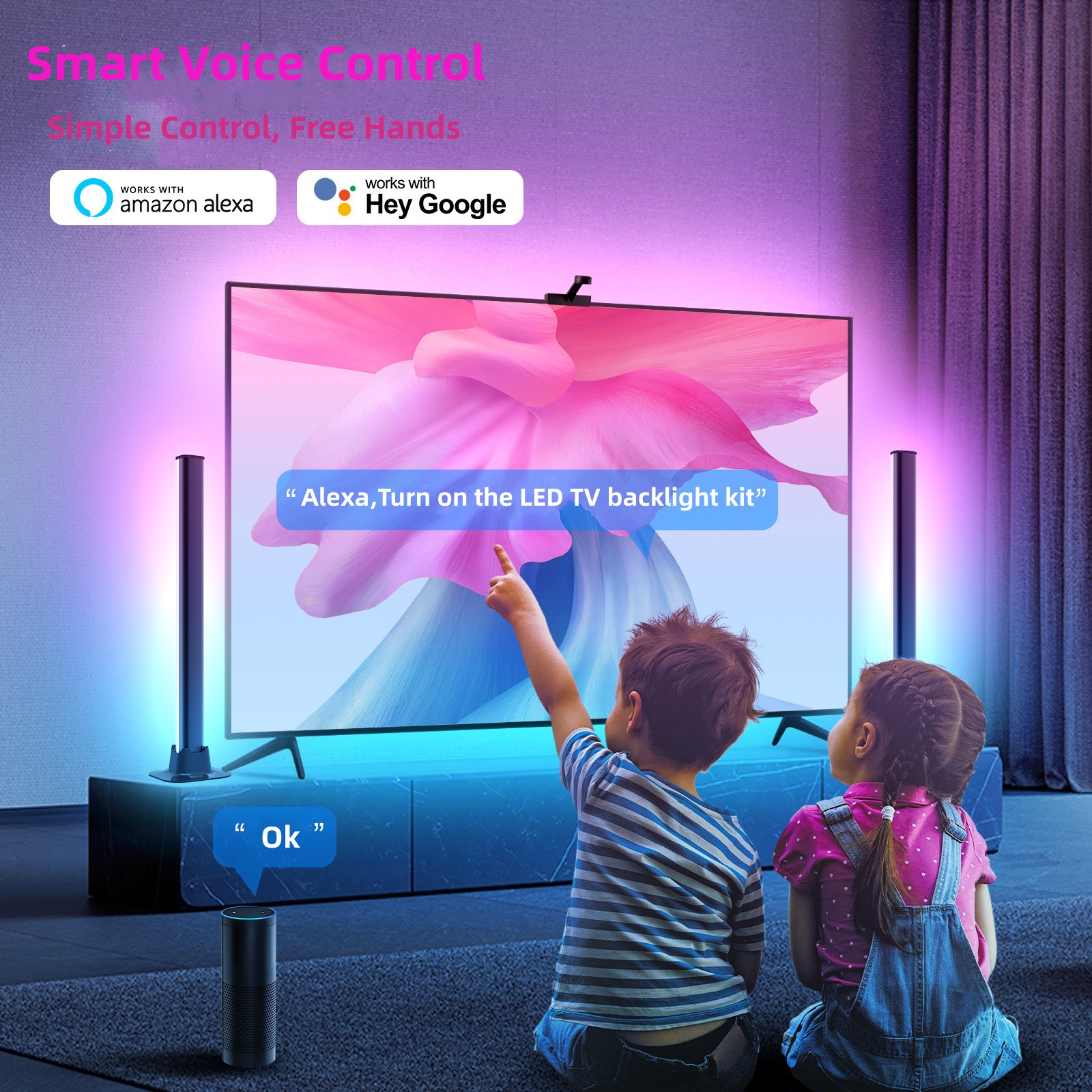 LED-Wifi-Smart-TV-Backlight-Light-RGBIC-Music-Light-Bar-With-Camera-Voice-Control-Alexa-Google-3